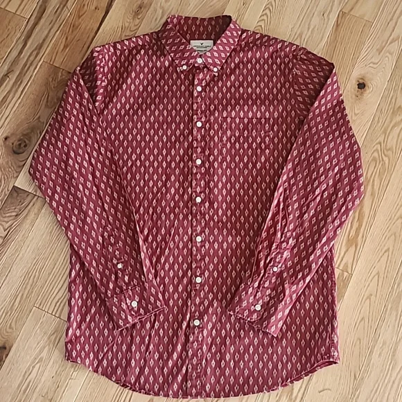 American Eagle Seriously Soft Classic Fit Lg Slv Button Down Shirt Sz LT. Rust - Picture 1 of 12